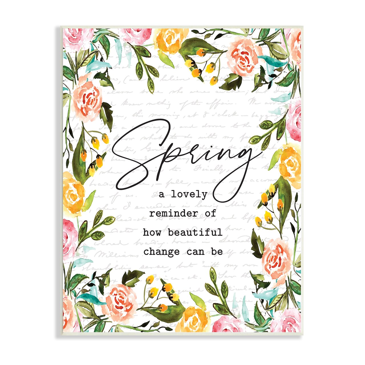 Stupell Industries Cheerful Spring Quote Floral Blossom Wall Plaque Art